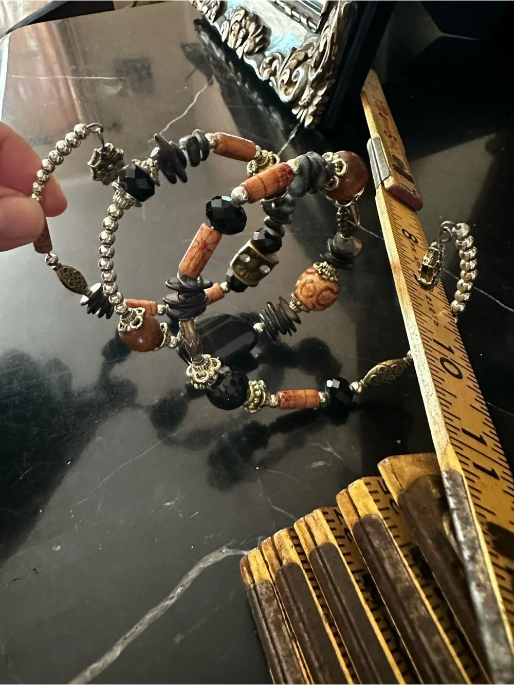Artisan Multi-Strand Brown & Black Beaded Wrap Bracelet